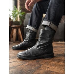 Blondo Mens Black Leather Waterproof Wool Lined Side Zip Ankle Boots Size 10